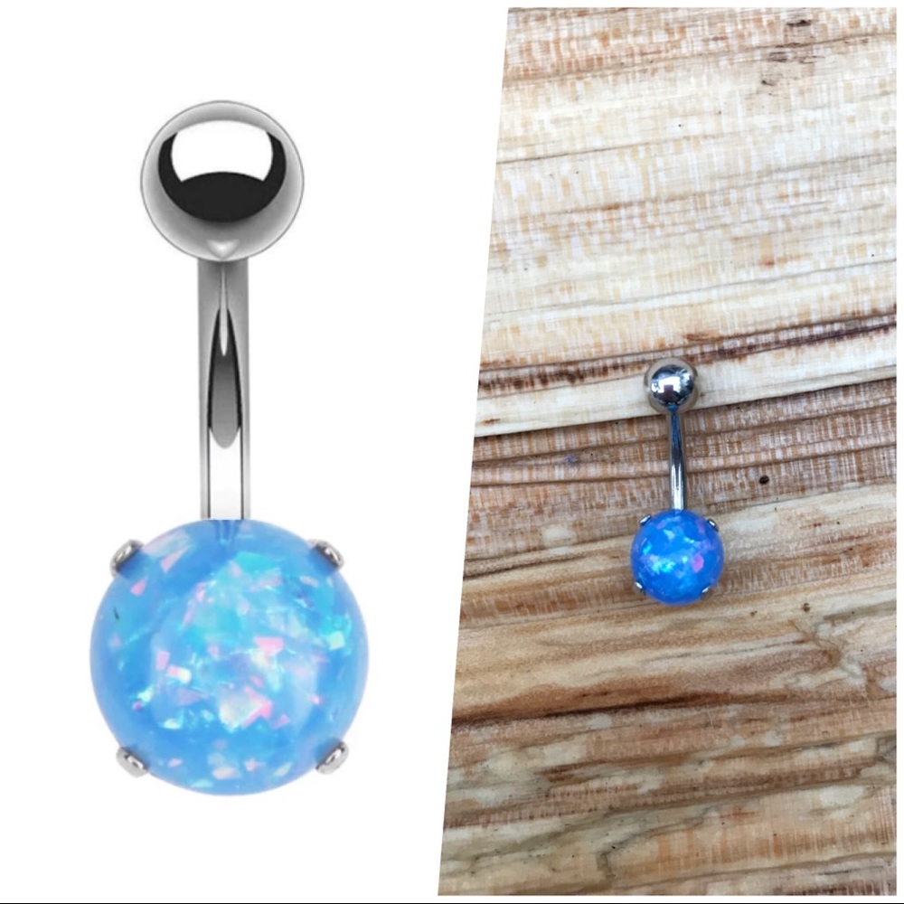 Blue Opal‎ Belly Button Navel Ring